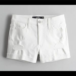 Hollister high rise ripped white denim shorts 3’’